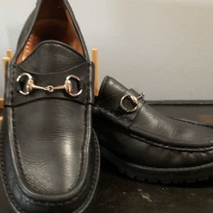 Gucci Lug Sole Horse-bit Black Leather Loafer